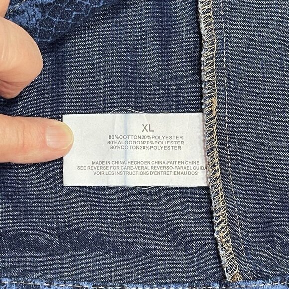 GLORIA VANDERBILT CASUALS Lace Motif Jean Jacket Women's XL Blue Button Up - Picture 7 of 14